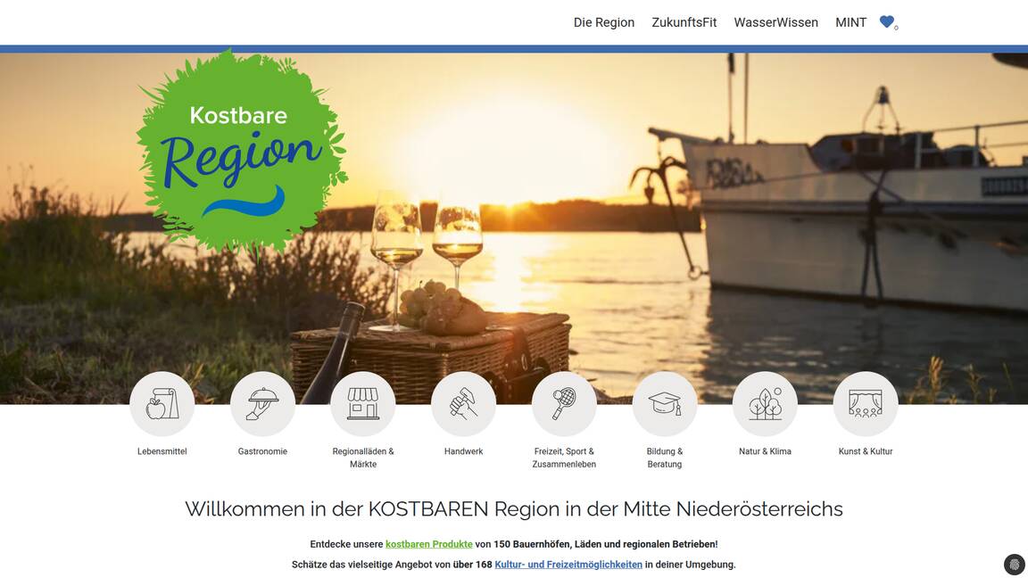 Kostbare Region Website Homepage