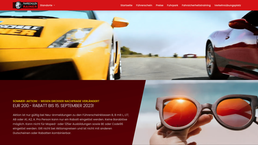 Fahrschule Rainer Website Startseite