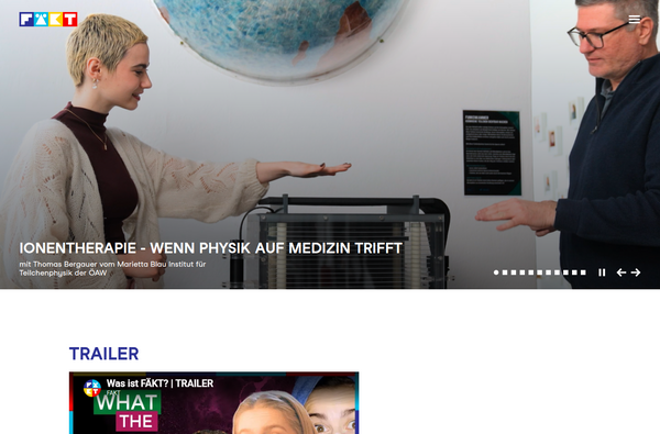 FÄKT Startseite mit Video-Slider und Hosts