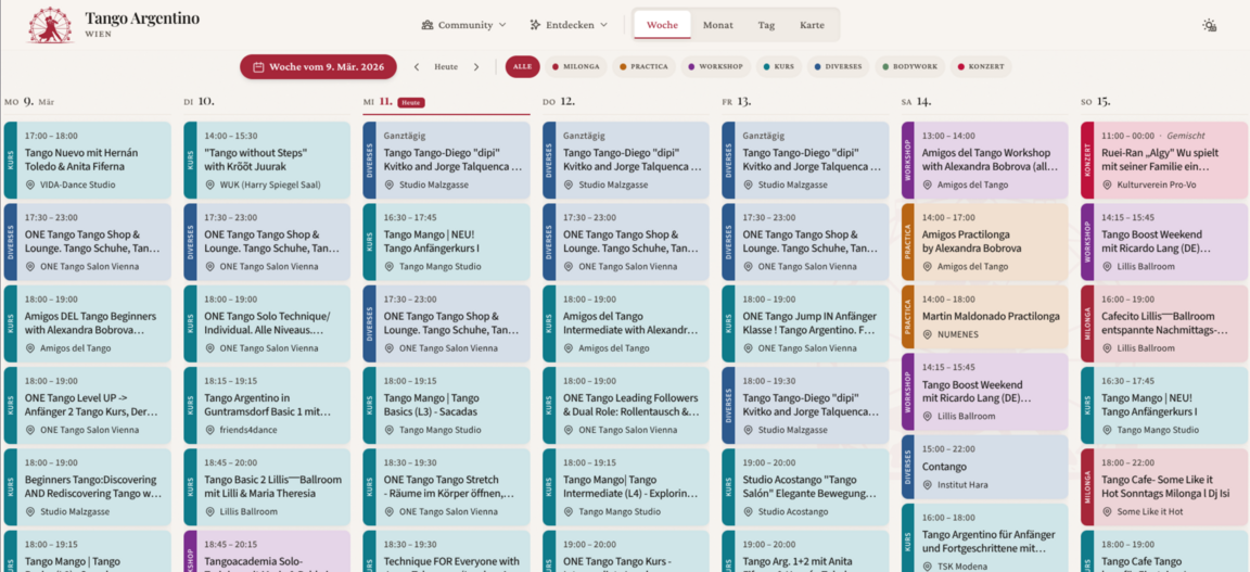 Tango Argentino Kalender Wien