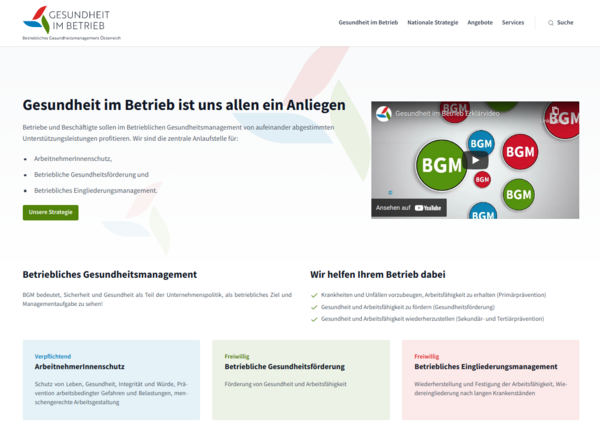 Website Nationale Strategie Gesundheit im Betrieb