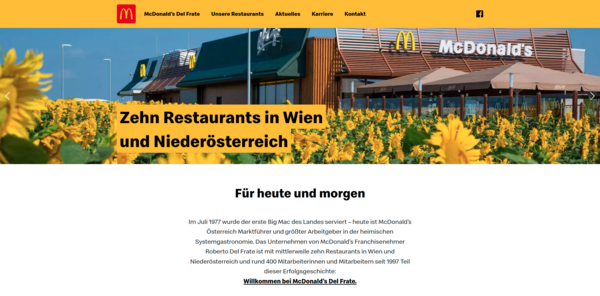 McDonald's Del Frate Website Startseite