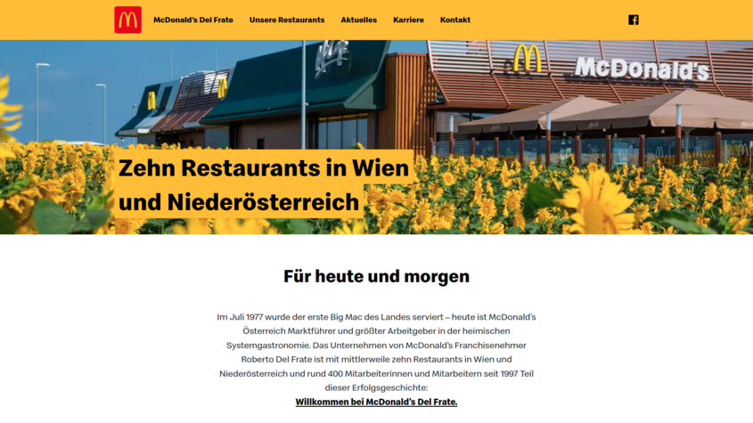McDonald's Del Frate Website Homepage