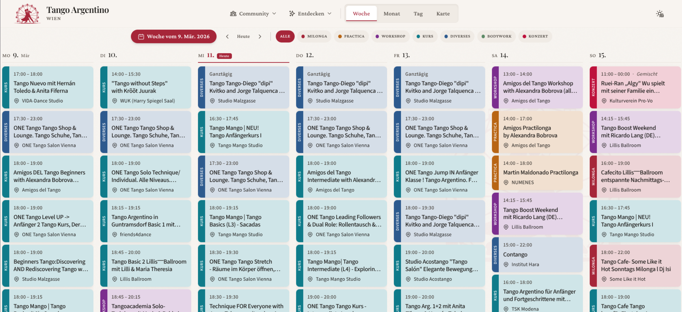 Tango Argentino Kalender Wien